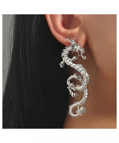 Dragon Earrings for Women Chinese Style Dragon Stud Earrings Punk Animal Totem Earrings Spring Festival Jewelry Gifts D $7.40...