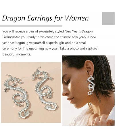 Dragon Earrings for Women Chinese Style Dragon Stud Earrings Punk Animal Totem Earrings Spring Festival Jewelry Gifts D $7.40...