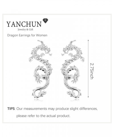 Dragon Earrings for Women Chinese Style Dragon Stud Earrings Punk Animal Totem Earrings Spring Festival Jewelry Gifts D $7.40...