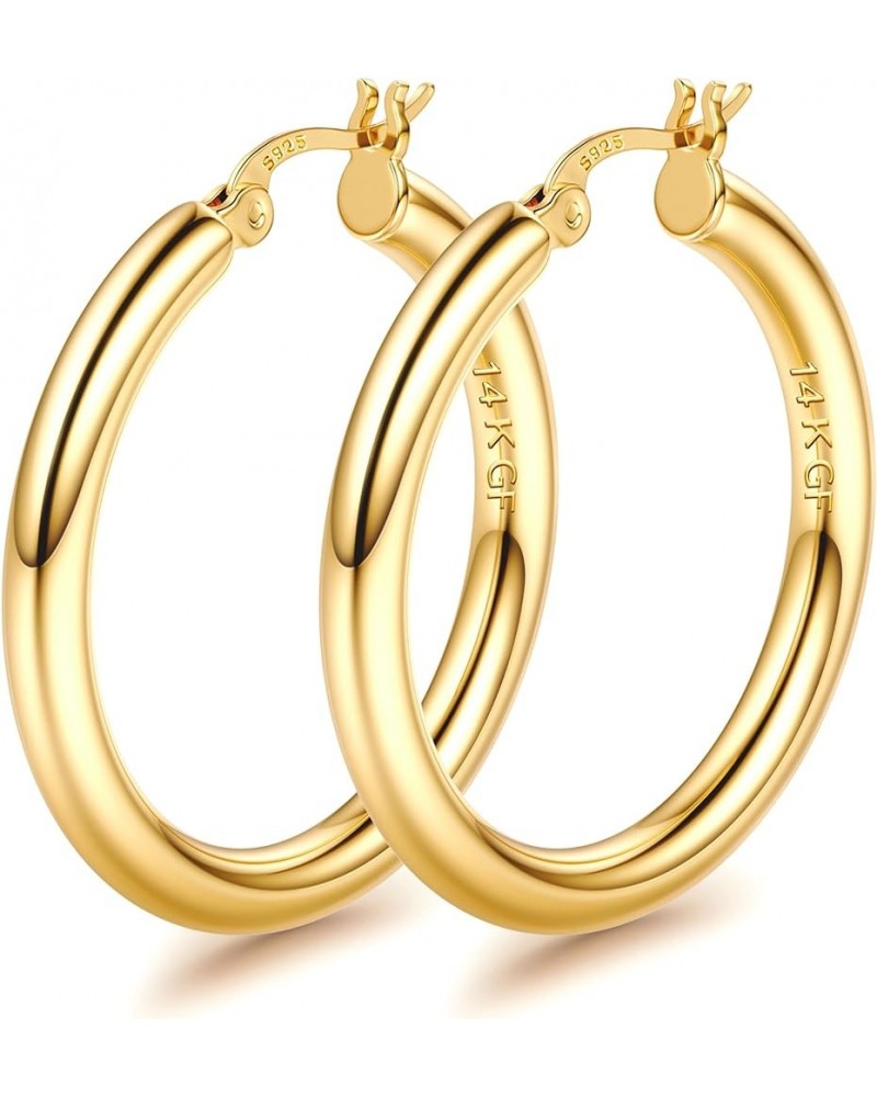 14K Gold Filled Hoop Earrings for Women, Hypoallergenic Large Gold Hoop Earrings, Lightweight Oversized Big Hoop Earrings Gol...