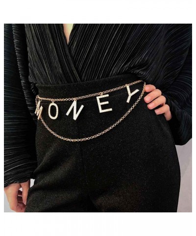 Rhinestone Waist Chain Belt Crystal Letter Money Belly Body Chain Party Body Jewelry Accessories for Women and Girls $9.00 Bo...