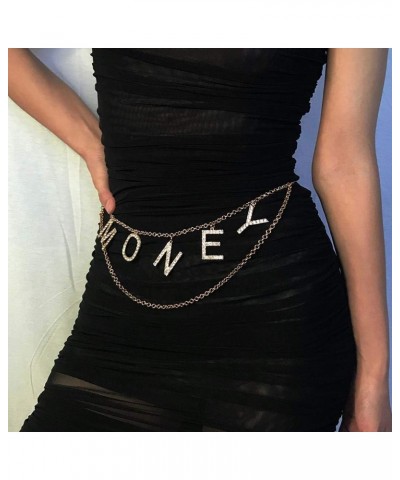 Rhinestone Waist Chain Belt Crystal Letter Money Belly Body Chain Party Body Jewelry Accessories for Women and Girls $9.00 Bo...