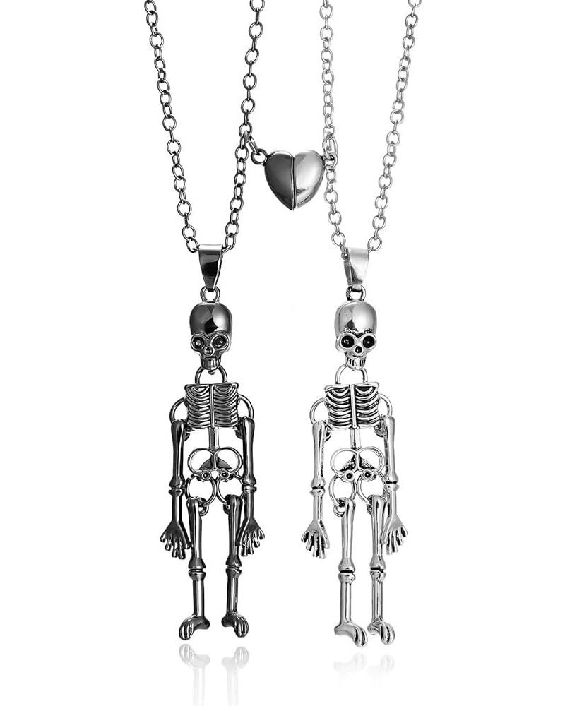 Punk Skeleton Couple Necklace for Women Men.Mutual Attraction Retro Skeleton Skull Ghost Necklaces Best Friend Friendship Nec...