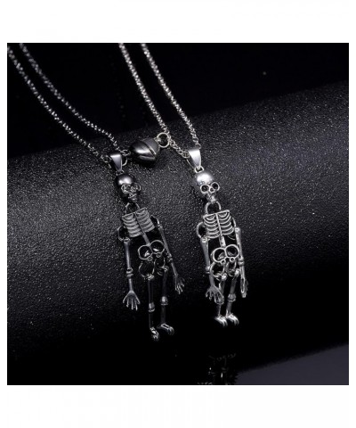 Punk Skeleton Couple Necklace for Women Men.Mutual Attraction Retro Skeleton Skull Ghost Necklaces Best Friend Friendship Nec...