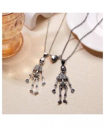 Punk Skeleton Couple Necklace for Women Men.Mutual Attraction Retro Skeleton Skull Ghost Necklaces Best Friend Friendship Nec...