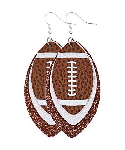 Leather Sports Game Earrings Teardrop Ball Faux Leather Dangle Earrings 3 Layer Baseball Basketball Football Earrings Sports ...