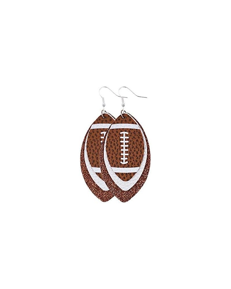 Leather Sports Game Earrings Teardrop Ball Faux Leather Dangle Earrings 3 Layer Baseball Basketball Football Earrings Sports ...