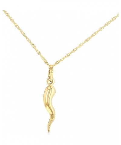 14K Yellow Gold Cornicello Italian Horn Necklace Good Luck Charm Pendant with 1.2mm Singapore Chain 24.0 Inches $74.00 Necklaces