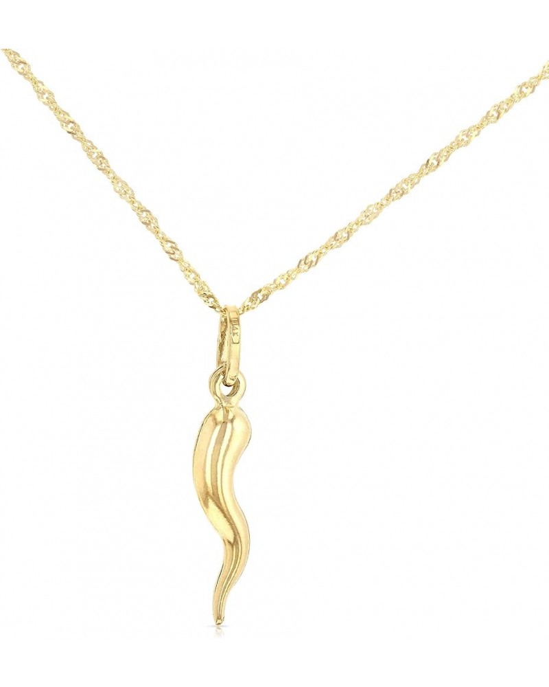 14K Yellow Gold Cornicello Italian Horn Necklace Good Luck Charm Pendant with 1.2mm Singapore Chain 24.0 Inches $74.00 Necklaces