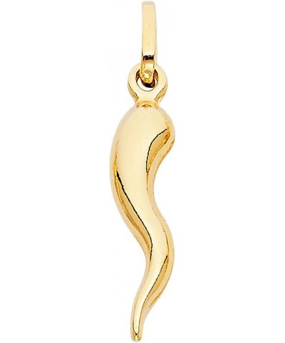 14K Yellow Gold Cornicello Italian Horn Necklace Good Luck Charm Pendant with 1.2mm Singapore Chain 24.0 Inches $74.00 Necklaces