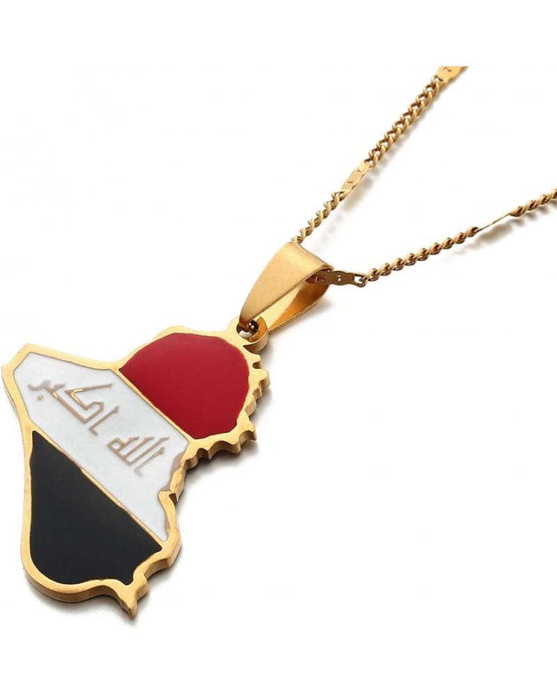 Stainless Steel Republic of Iraq Map Pendant Necklace Gold Color Allah Name Pendant Allah Heart Jewelry gold $7.70 Necklaces