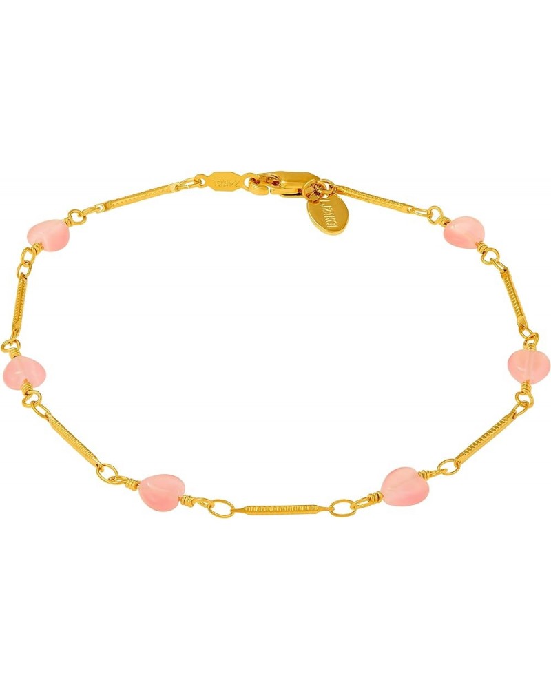 Pink Hearts Anklet for Women and Girls 24k Real Gold Plated 11.0 Inches $17.31 Anklets