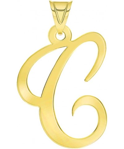 Solid 14k Yellow Gold Uppercase Script Initial Cursive Letter Pendant (Small) C $31.89 Pendants