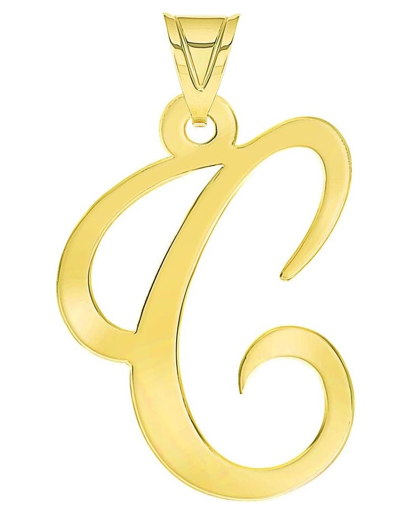 Solid 14k Yellow Gold Uppercase Script Initial Cursive Letter Pendant (Small) C $31.89 Pendants