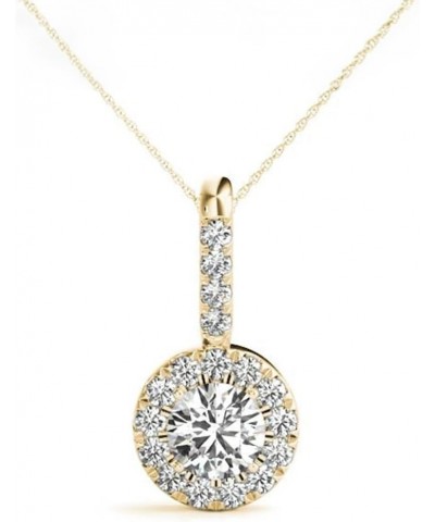 Solitaire Diamond Necklace with Lab-grown Diamond Set in 14K Gold, Color E-F Clarity VS1-VS2 2 CTTW Halo Pendant Yellow $588....