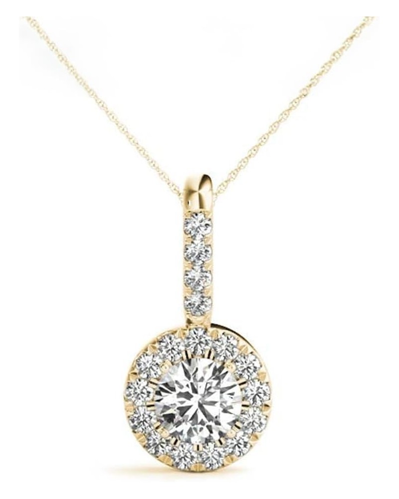 Solitaire Diamond Necklace with Lab-grown Diamond Set in 14K Gold, Color E-F Clarity VS1-VS2 2 CTTW Halo Pendant Yellow $588....