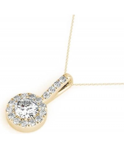 Solitaire Diamond Necklace with Lab-grown Diamond Set in 14K Gold, Color E-F Clarity VS1-VS2 2 CTTW Halo Pendant Yellow $588....