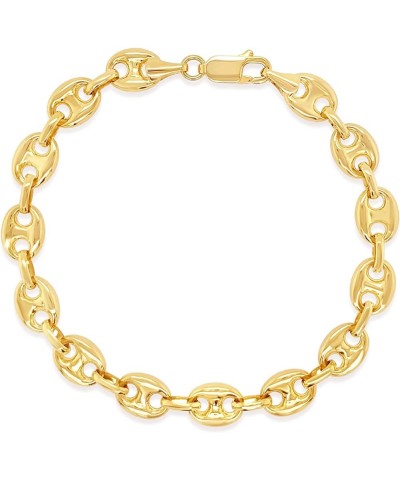 10k Gold Puffed Mariner Chain Bracelet, Hypoallergenic, Lobster Clasp Closure for Extra Security, Smooth Finish 11 mm 9 Inch ...