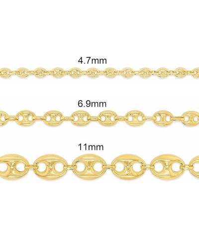 10k Gold Puffed Mariner Chain Bracelet, Hypoallergenic, Lobster Clasp Closure for Extra Security, Smooth Finish 11 mm 9 Inch ...