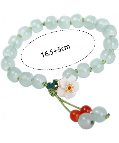 Chinese Style Women's Imitation Hetian Jade Bracelets, Ancient Style Flower Bead Bracelets, Woven Hand Rope Elegant Women Bra...