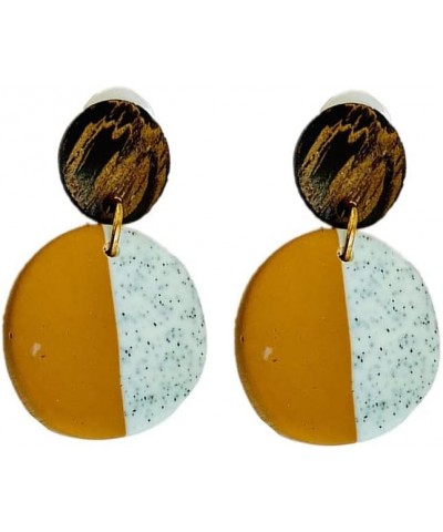 Polymer Clay Dangle Earrings Minimalist Geometric Round Earrings Handmade Soft Clay Earrings Summer Vacation Beach Jewelry Wo...