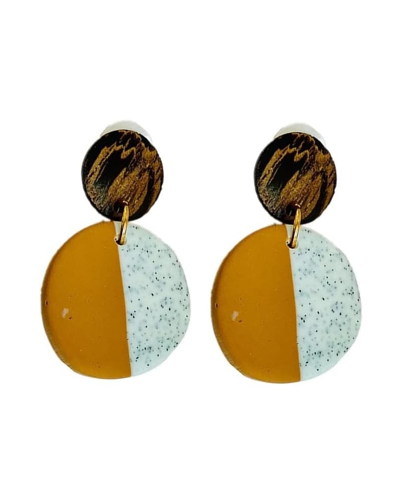 Polymer Clay Dangle Earrings Minimalist Geometric Round Earrings Handmade Soft Clay Earrings Summer Vacation Beach Jewelry Wo...