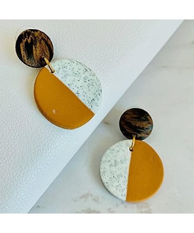 Polymer Clay Dangle Earrings Minimalist Geometric Round Earrings Handmade Soft Clay Earrings Summer Vacation Beach Jewelry Wo...