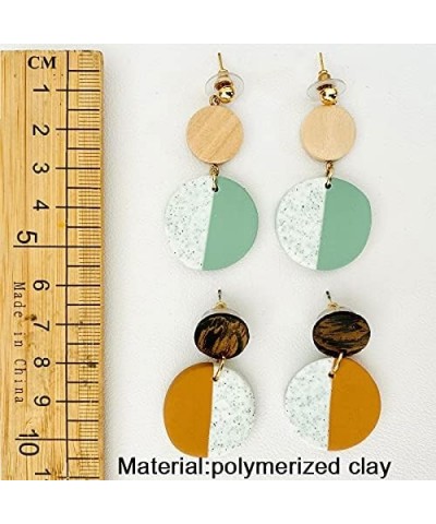 Polymer Clay Dangle Earrings Minimalist Geometric Round Earrings Handmade Soft Clay Earrings Summer Vacation Beach Jewelry Wo...