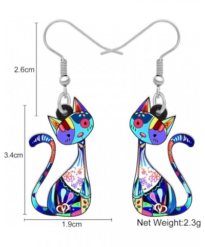 Cute Acrylic Cat Earrings for Women Girls Fashion Animal Earrings Jewelry Charms Cat Gifts Cobalt $7.01 Earrings