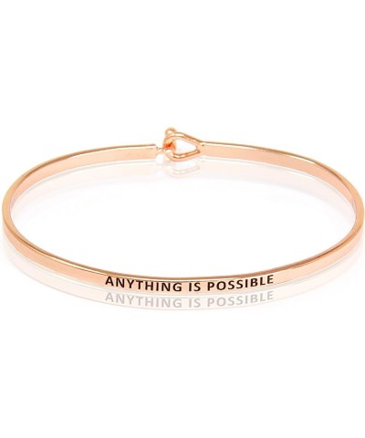 SM Inspirational Positive Message Engraved Thin Cuff Bangle Bracelets for Women ANYTHING IS POSSIBLE - Rose gold $9.43 Bracelets