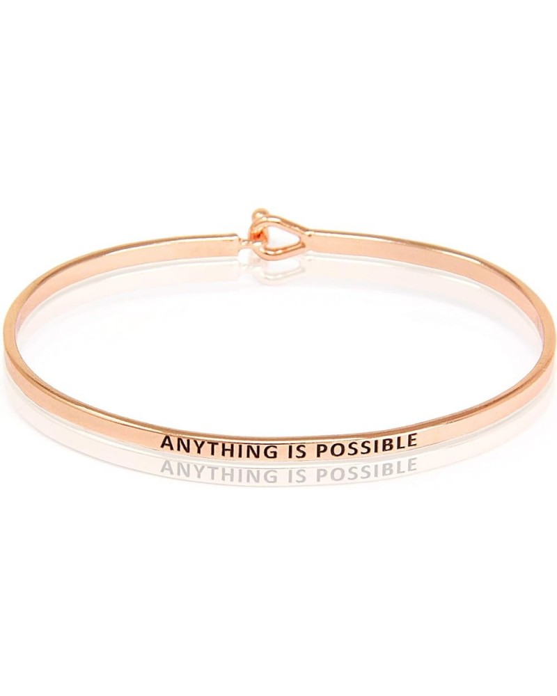 SM Inspirational Positive Message Engraved Thin Cuff Bangle Bracelets for Women ANYTHING IS POSSIBLE - Rose gold $9.43 Bracelets