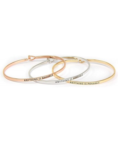 SM Inspirational Positive Message Engraved Thin Cuff Bangle Bracelets for Women ANYTHING IS POSSIBLE - Rose gold $9.43 Bracelets