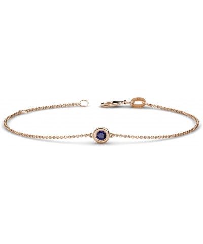 Round Blue Sapphire 0.11 ct Solitaire Station Minimalist Bracelet 14K Gold Rose Gold $93.60 Bracelets