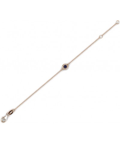 Round Blue Sapphire 0.11 ct Solitaire Station Minimalist Bracelet 14K Gold Rose Gold $93.60 Bracelets