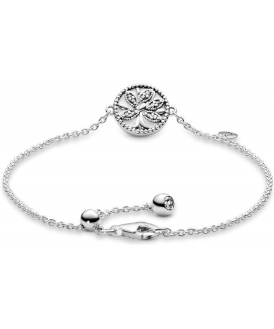 Jewelry Sparkling Family Tree Slider Cubic Zirconia Bracelet in Sterling Silver 7.1 Inches $31.20 Bracelets