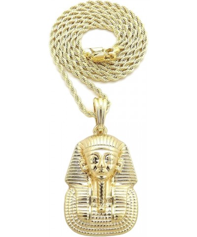 Egyptian Pharaoh King TUT Pendant 24" Various Chain Necklace in Gold, Silver Tone Gold / 2mm 24" Rope Chain $11.43 Necklaces