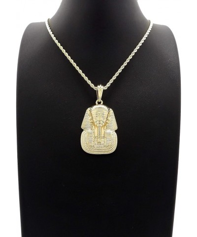 Egyptian Pharaoh King TUT Pendant 24" Various Chain Necklace in Gold, Silver Tone Gold / 2mm 24" Rope Chain $11.43 Necklaces