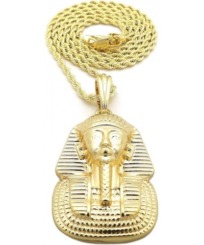 Egyptian Pharaoh King TUT Pendant 24" Various Chain Necklace in Gold, Silver Tone Gold / 2mm 24" Rope Chain $11.43 Necklaces