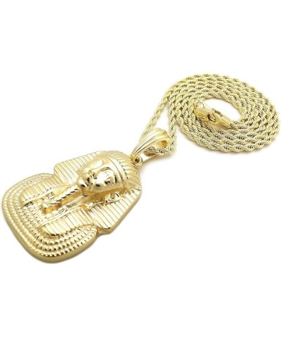 Egyptian Pharaoh King TUT Pendant 24" Various Chain Necklace in Gold, Silver Tone Gold / 2mm 24" Rope Chain $11.43 Necklaces