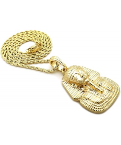 Egyptian Pharaoh King TUT Pendant 24" Various Chain Necklace in Gold, Silver Tone Gold / 2mm 24" Rope Chain $11.43 Necklaces