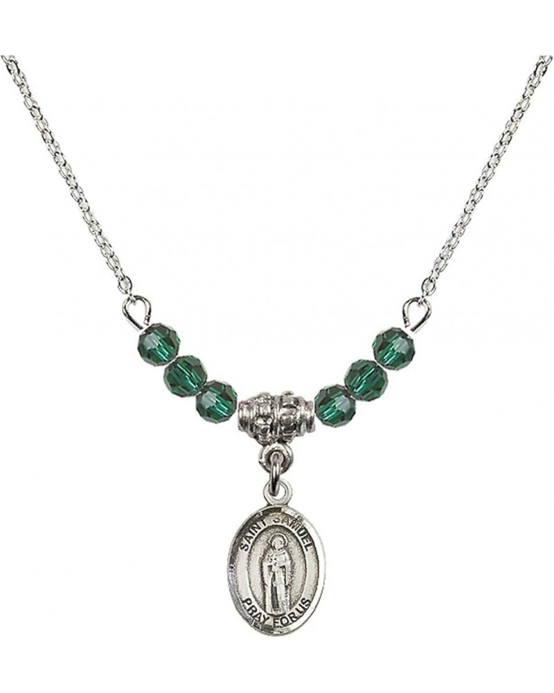 May Birth Month Bead Necklace with Catholic Patron Saint Petite Charm, 18 Inch Saint Samuel $32.51 Necklaces