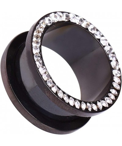 Black PVD Plated Multi CZ Screw Fit Tunnel Plug Earrings 1", Clear $13.64 Body Jewelry