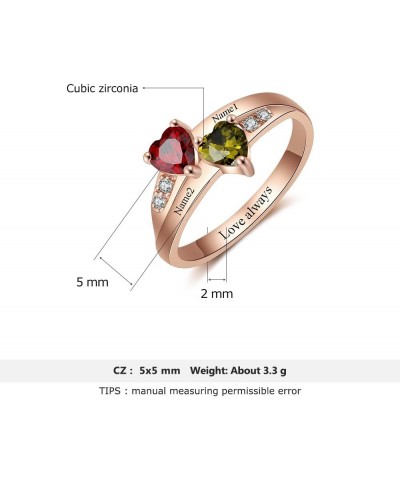 Personalized Promise Rings for Her Mother Rings with 2 Simulated Birthstones Custom Couples Name Ring for Women Rose Gold $20...