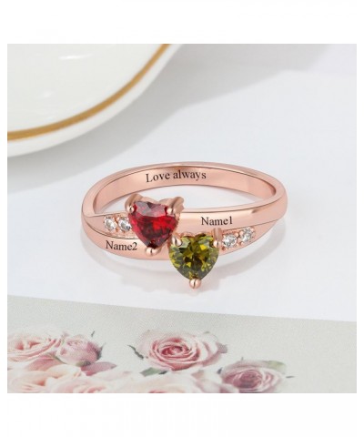 Personalized Promise Rings for Her Mother Rings with 2 Simulated Birthstones Custom Couples Name Ring for Women Rose Gold $20...