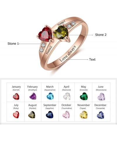 Personalized Promise Rings for Her Mother Rings with 2 Simulated Birthstones Custom Couples Name Ring for Women Rose Gold $20...