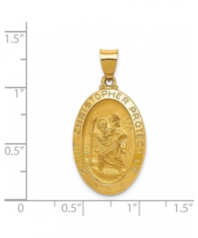 Hollow Saint Christopher Protect Us Words on Oval Medal Pendant in Real 14k Gold Yellow Gold - 25x17mm $122.76 Pendants