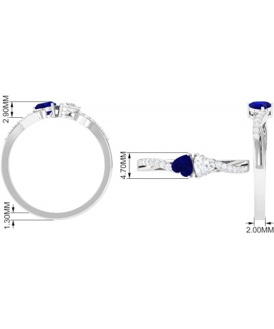 Moissanite Double Heart Crossover Ring, D-VS1 Quality, Promise Wedding Engagement Ring 14K White Gold $98.72 Rings