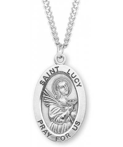 Sterling Silver Oval Patron Saint Medal St. Lucy 1 $23.01 Necklaces