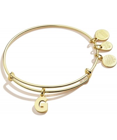 Expandable Bangle for Women, Initials A to Z Letter Charms, Shiny Finish, 2 to 3.5 in Shiny Gold Finish Initial G $16.24 Brac...