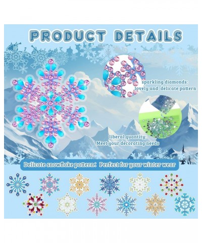 12 Pcs Christmas Snowflake Brooch Pins for Women Winter Snowflake Diamond Art Painting Brooch Pins Set DIY Holiday Rhinestone...